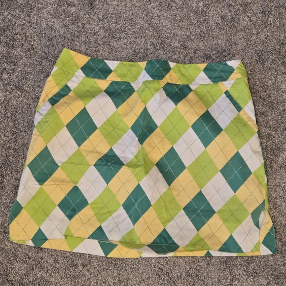 Loudmouth Argyle Mini Skirt - Green, Yellow, White - Picture 1 of 5